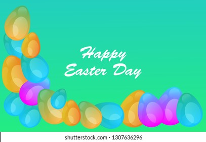 Easter eggs gradient colorful. Vector. Holiday background. Set of Isolated realistic eggs. - Vector