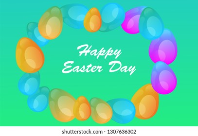 Easter eggs gradient colorful. Vector. Holiday background. Set of Isolated realistic eggs. - Vector