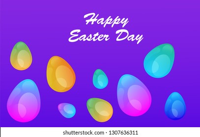 Easter eggs gradient colorful. Vector. Holiday background. Set of Isolated realistic eggs. - Vector