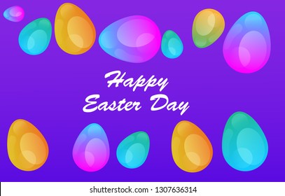 Easter eggs gradient colorful. Vector. Holiday background. Set of Isolated realistic eggs. - Vector
