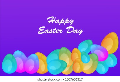Easter eggs gradient colorful. Vector. Holiday background. Set of Isolated realistic eggs. - Vector
