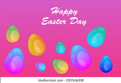 Easter eggs gradient colorful. Vector. Holiday background. Set of Isolated realistic eggs. - Vector