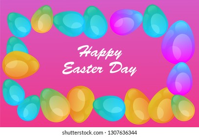 Easter eggs gradient colorful. Vector. Holiday background. Set of Isolated realistic eggs. - Vector