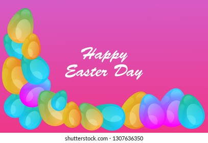 Easter eggs gradient colorful. Vector. Holiday background. Set of Isolated realistic eggs. - Vector