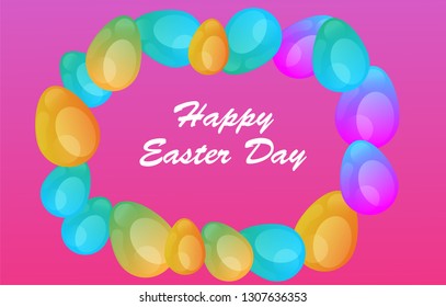 Easter eggs gradient colorful. Vector. Holiday background. Set of Isolated realistic eggs. - Vector