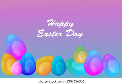 Easter eggs gradient colorful. Vector. Holiday background. Set of Isolated realistic eggs. - Vector