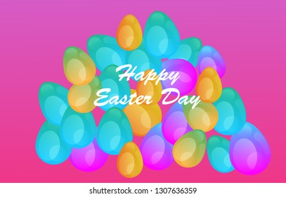Easter eggs gradient colorful. Vector. Holiday background. Set of Isolated realistic eggs. - Vector