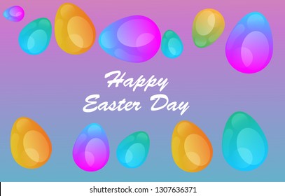 Easter eggs gradient colorful. Vector. Holiday background. Set of Isolated realistic eggs. - Vector