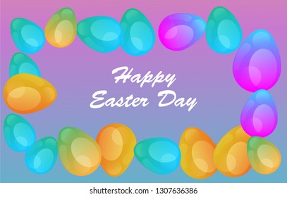 Easter eggs gradient colorful. Vector. Holiday background. Set of Isolated realistic eggs. - Vector