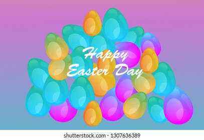 Easter eggs gradient colorful. Vector. Holiday background. Set of Isolated realistic eggs. - Vector