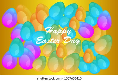 Easter eggs gradient colorful. Vector. Holiday background. Set of Isolated realistic eggs. - Vector