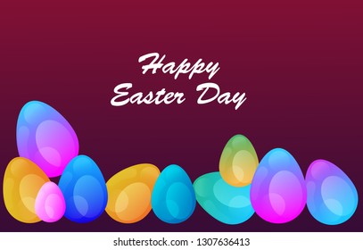 Easter eggs gradient colorful. Vector. Holiday background. Set of Isolated realistic eggs. - Vector