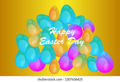 Easter eggs gradient colorful. Vector. Holiday background. Set of Isolated realistic eggs. - Vector