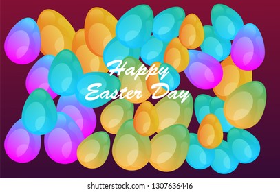 Easter eggs gradient colorful. Vector. Holiday background. Set of Isolated realistic eggs. - Vector