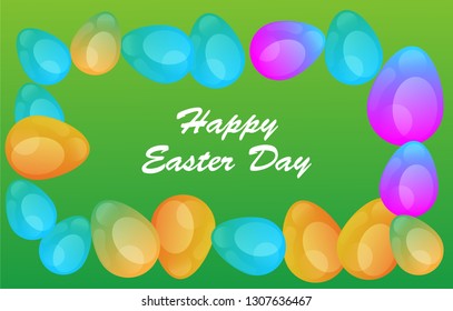 Easter eggs gradient colorful. Vector. Holiday background. Set of Isolated realistic eggs. - Vector