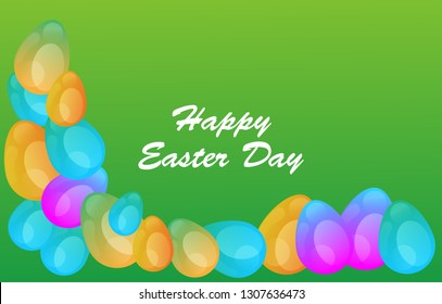 Easter eggs gradient colorful. Vector. Holiday background. Set of Isolated realistic eggs. - Vector