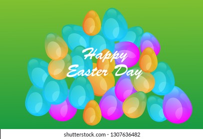 Easter eggs gradient colorful. Vector. Holiday background. Set of Isolated realistic eggs. - Vector