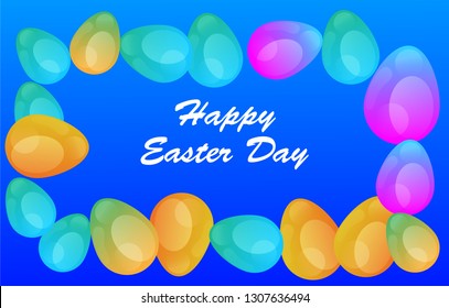 Easter eggs gradient colorful. Vector. Holiday background. Set of Isolated realistic eggs. - Vector