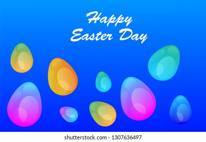 Easter eggs gradient colorful. Vector. Holiday background. Set of Isolated realistic eggs. - Vector