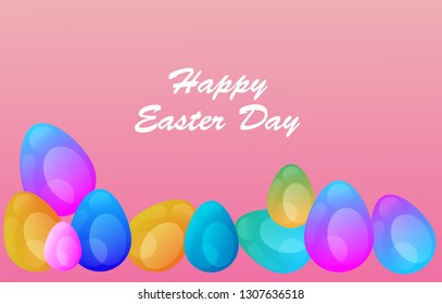 Easter eggs gradient colorful. Vector. Holiday background. Set of Isolated realistic eggs. - Vector