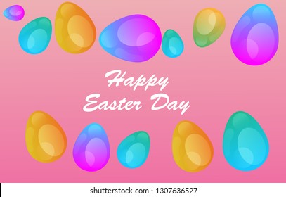Easter eggs gradient colorful. Vector. Holiday background. Set of Isolated realistic eggs. - Vector
