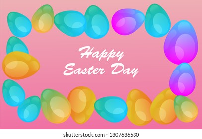 Easter eggs gradient colorful. Vector. Holiday background. Set of Isolated realistic eggs. - Vector