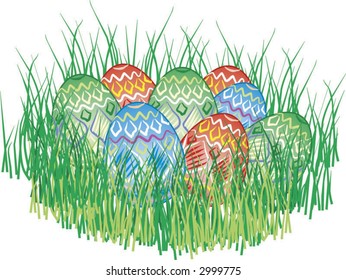 Easter eggs in grass