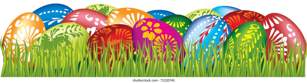 Easter eggs in grass
