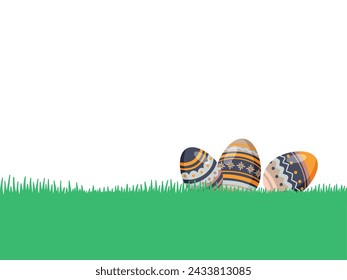 Easter Eggs Grass Background Illustration