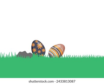 Easter Eggs Grass Background Illustration