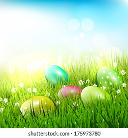 Easter eggs in the grass - Easter illustration  