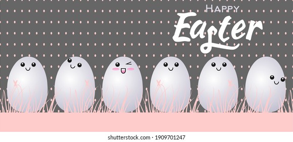 Easter eggs in the grass. Easter poster, postcard, banner.