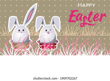 Easter eggs in the grass. Easter poster, postcard, banner.	