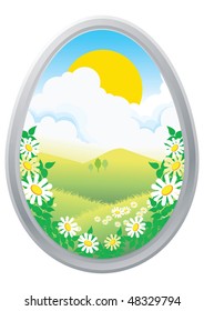easter eggs in the grass, spring vector illustration