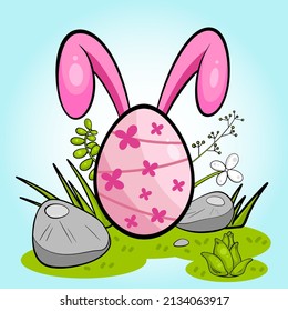 Easter eggs in the grass.  It's a vector image.