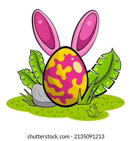 Easter eggs in the grass.  It's a vector image.