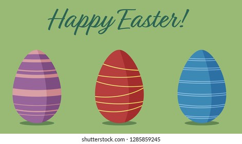 Easter eggs with green background happy easter