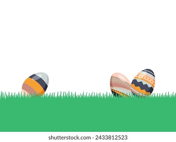 Easter Eggs Green Grass Illustration