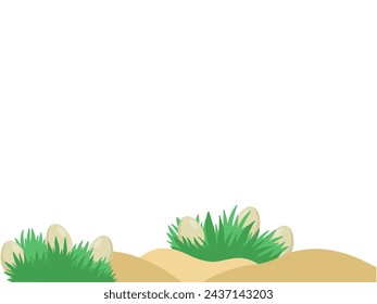 Easter Eggs Green Grass Illustration