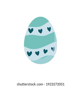 easter eggs with green hearts flat icon design