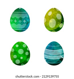 Easter eggs green icons. Happy Easter holiday. Vector Illustration