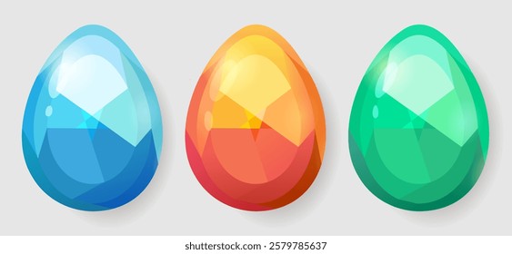 Easter eggs greeting card in polygon style. Flat design polygon of egg isolated on white background. Vector illustration. Perfect for greeting card or party invitation