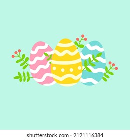 Huevos de Pascua. Para tarjeta de saludo, afiche, invitación, sitios web, posts en medios sociales, presentaciones, stickers en mensajeros