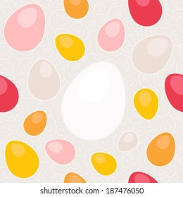 Easter eggs greeting card seamless pattern 