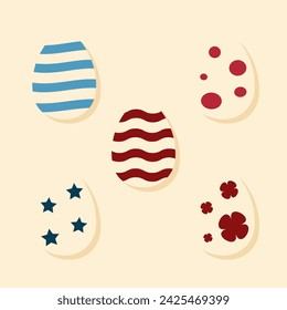 Huevos de Pascua. Pascua. Saludos de Pascua. Ilustración vectorial. Set. Siluetas. Conejo. Pollo. Multicolor. Decoraciones de vacaciones. Postal