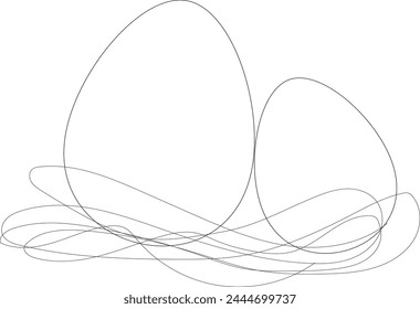 Easter eggs hand draw continues line. Vector stock illustration isolated on white background for template spring holiday, menu in restaurant, greeting card, invitation to egg hunt. Editable stroke