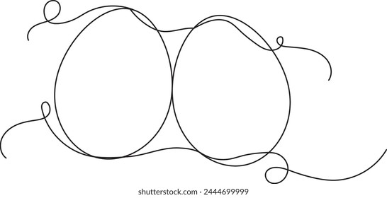 Easter eggs hand draw continues line. Vector stock illustration isolated on white background for template spring holiday, menu in restaurant, greeting card, invitation to egg hunt. Editable stroke