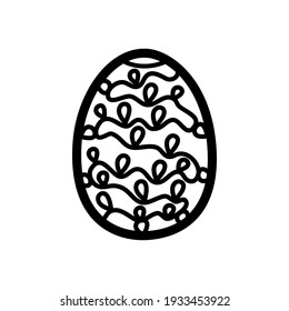 Easter eggs Hand drawn decorative elements in vector for coloring book. Black and white