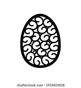 Easter eggs, Hand drawn decorative element in vector for coloring book. Black and white