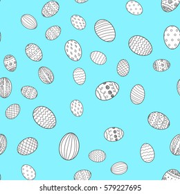 Easter eggs Hand drawn decorative elements in vector for coloring book. Colorful decorative seamless pattern